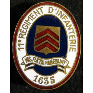11° RI : 11° régiment d'infanterie de fabrication Arthus Bertrand poinçon en émail dos lisse