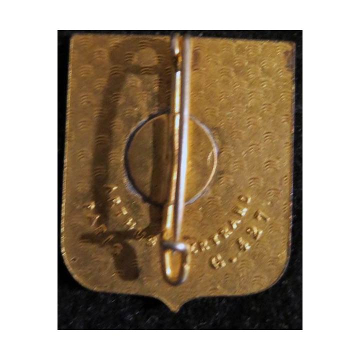 2° RI : insigne métallique du 2° régiment d'infanterie de fabrication Arthus Bertrand  G.427 Nef dorée en émail