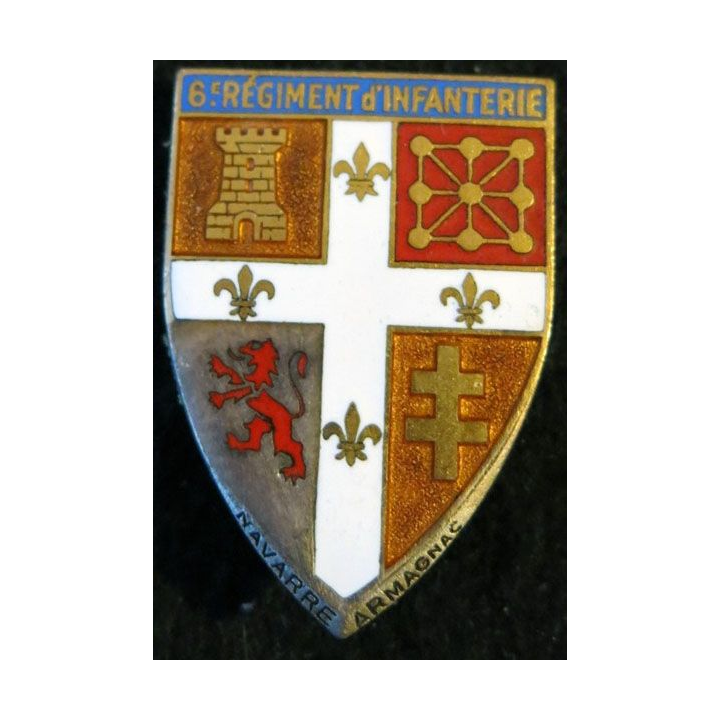 6° RI : 6° régiment d'infanterie de fabrication Drago Paris G. 1167 en émail faux numéro
