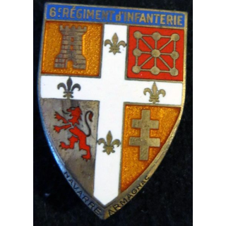 6° RI : 6° régiment d'infanterie de fabrication Drago Paris G. 1267 en émail de 1956
