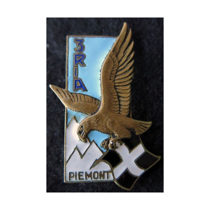 3° RIA : Insigne métallique du 3° régiment d'infanterie alpine de fabrication Drago Paris G. 1362 en émail de 1962