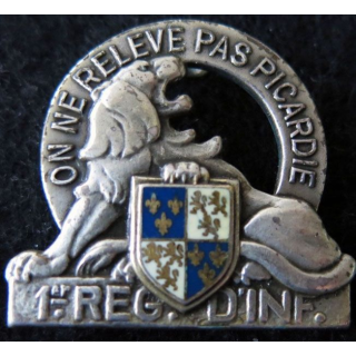 1° RI : 1° régiment d'infanterie de fabrication Drago Paris écu quartier bleu foncé