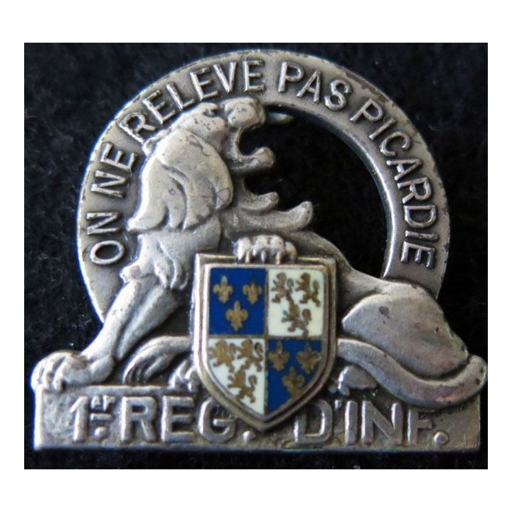 1° RI : 1° régiment d'infanterie de fabrication Drago Paris écu quartier bleu foncé