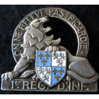 1° RI : 1° régiment d'infanterie de fabrication Arthus Bertrand poinçon en émail