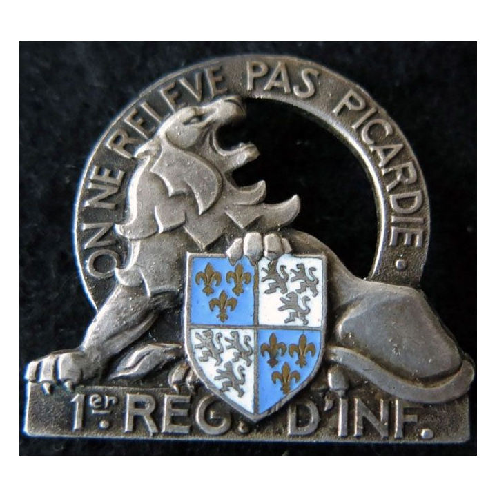 1° RI : 1° régiment d'infanterie de fabrication Arthus Bertrand poinçon en émail