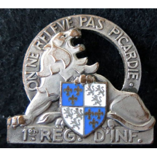 1° RI : 1° régiment d'infanterie de fabrication Arthus Bertrand signé Delanoy sculteur émail