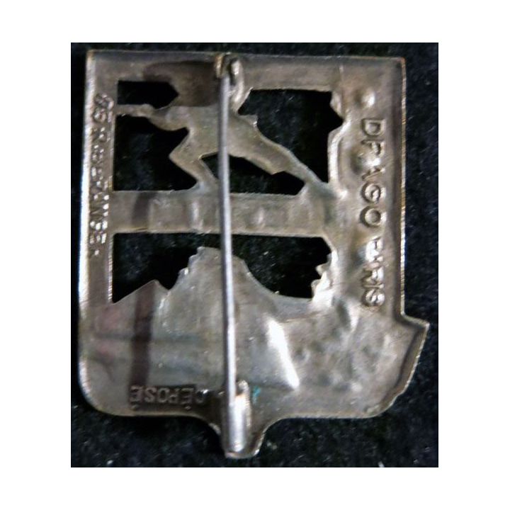 8° RI : insigne métallique du 8° régiment d'Infanterie de fabrication Drago Béranger déposé  Languedoc émail