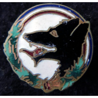 168° RIF : insigne métallique du 168° régiment d''infanterie de forteresse Les Loups du Bois Le Prêtre 25  mm en émail