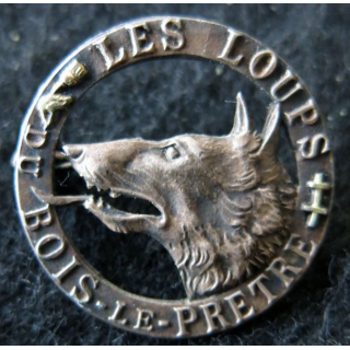 168° RIF : insigne métallique du 168° régiment d''infanterie de forteresse Les Loups du Bois Le Prêtre 27 mm embouti