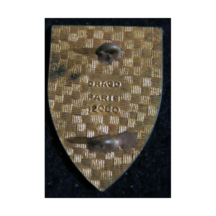 23° RI : Insigne métallique du 23° régiment d'infanterie de fabrication Drago Paris G. 2080 dos guilloché et doré