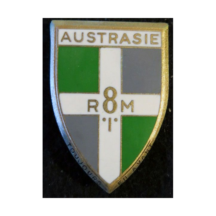 8° RIM : insigne métallique du 8° régiment d'infanterie motorisé Austrasie de fabrication Drago Paris G. 1197