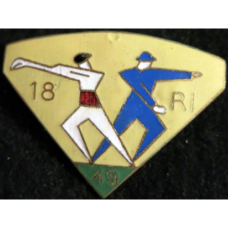 18° - 49° RI : 18° - 49° régiment d'infanterie de fabrication (Chobillon) non marqué en émail