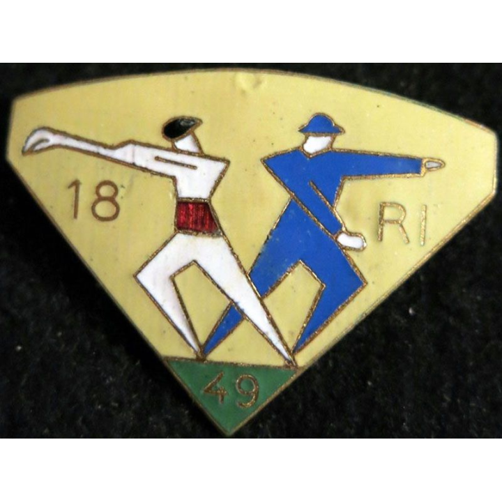 18° - 49° RI : 18° - 49° régiment d'infanterie de fabrication (Chobillon) non marqué en émail
