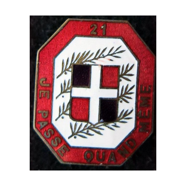 21° RI : 21° régiment d'infanterie de fabrication Moret en émail