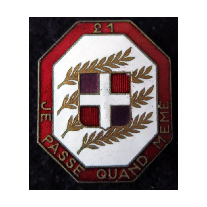 21° RI : 21° régiment d'infanterie de fabrication Arthus Bertrand G. 425 en émail