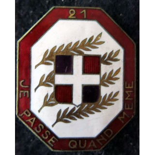 21° RI : 21° régiment d'infanterie de fabrication Arthus Bertrand G. 1261 en émail