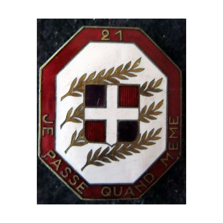21° RI : 21° régiment d'infanterie de fabrication Arthus Bertrand G. 1261 en émail