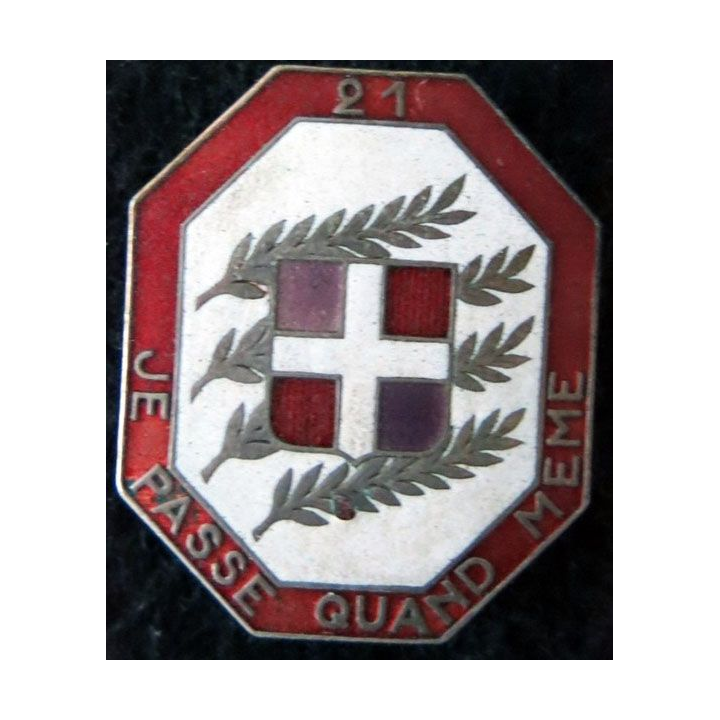 21° RI : 21° régiment d'infanterie de fabrication Arthus Bertrand G. 425 en émail