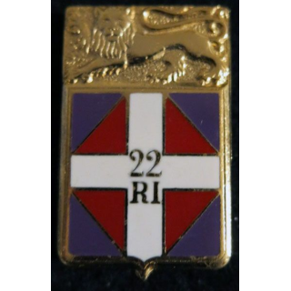 22° RI : insigne métallique du 22° régiment d''infanterie de fabrication Drago Noisiel