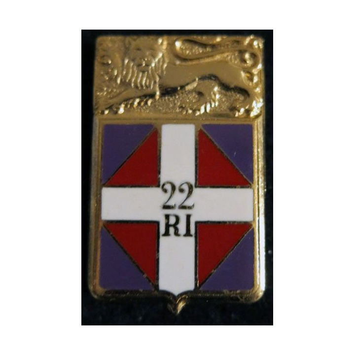 22° RI : insigne métallique du 22° régiment d''infanterie de fabrication Drago Noisiel
