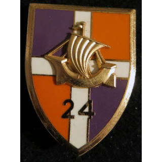 24° RI : insigne métallique du 24° régiment d''infanterie de fabrication Drago Noisiel G. 3143