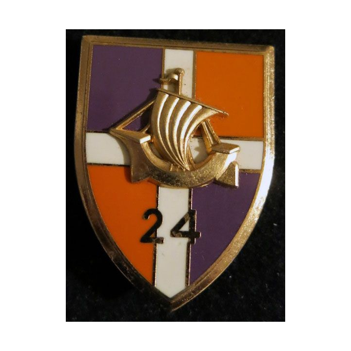 24° RI : insigne métallique du 24° régiment d''infanterie de fabrication Drago Noisiel G. 3143