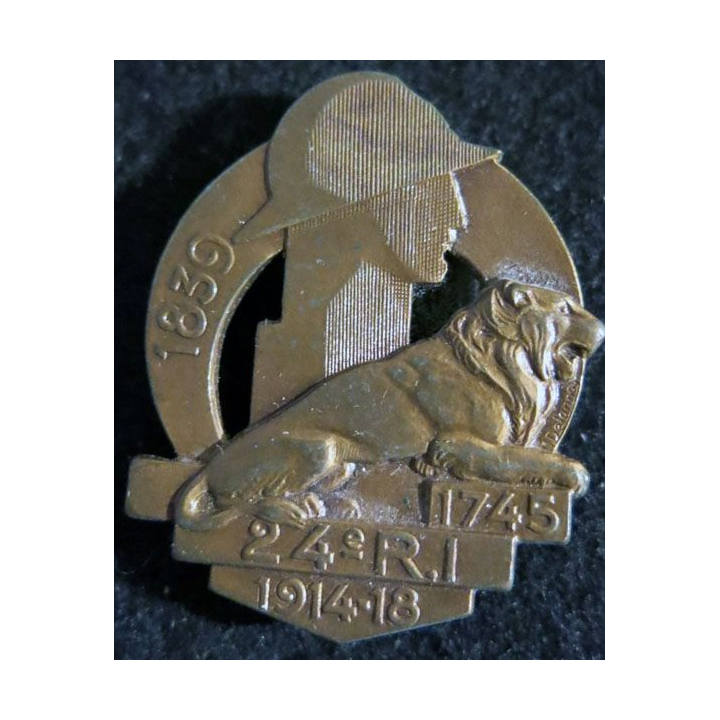 24° RI : 24° régiment d'infanterie 1745 1939 de fabrication Arthus Bertrand poinçon bronze