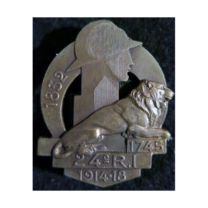 24° RI : 24° régiment d'infanterie 1745 1932 de fabrication Arthus Bertrand poinçon bronze
