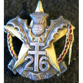 26° RI : Insigne métallique du 26° régiment d'infanterie Drago Romainville déposé H. 279