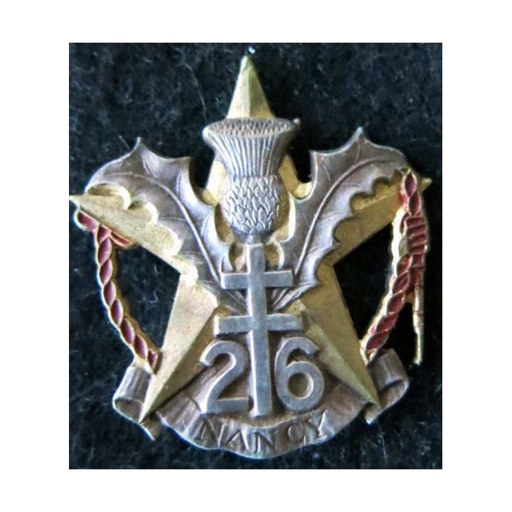 26° RI : Insigne métallique du 26° régiment d'infanterie Drago  peint