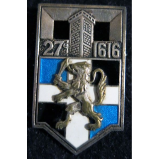 27° RI : insigne métallique du 27° régiment d'infanterie Drago Paris Béranger déposé H. 400 en argent