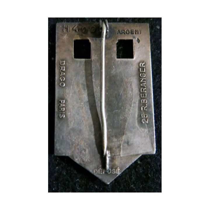 27° RI : insigne métallique du 27° régiment d'infanterie Drago Paris Béranger déposé H. 400 en argent