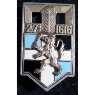 27° RI : insigne métallique du 27° régiment d'infanterie de fabrication Drago O. Métra en émail