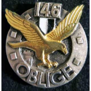 146° RI : Insigne métallique du 146° régiment d'infanterie de fabrication Drago Paris dos guilloché