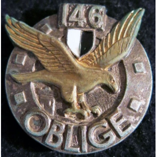 146° RI : insigne métallique du 146° régiment d'infanterie de fabrication Drago Paris devise argentée dos guilloché