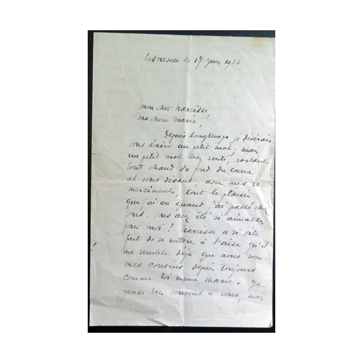 Lettre d'un prêtre professeur en collège à son amie en 1935