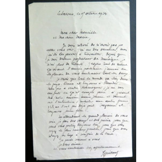 Lettre d'un prêtre professeur de musique en 1934 Finsitère Nord