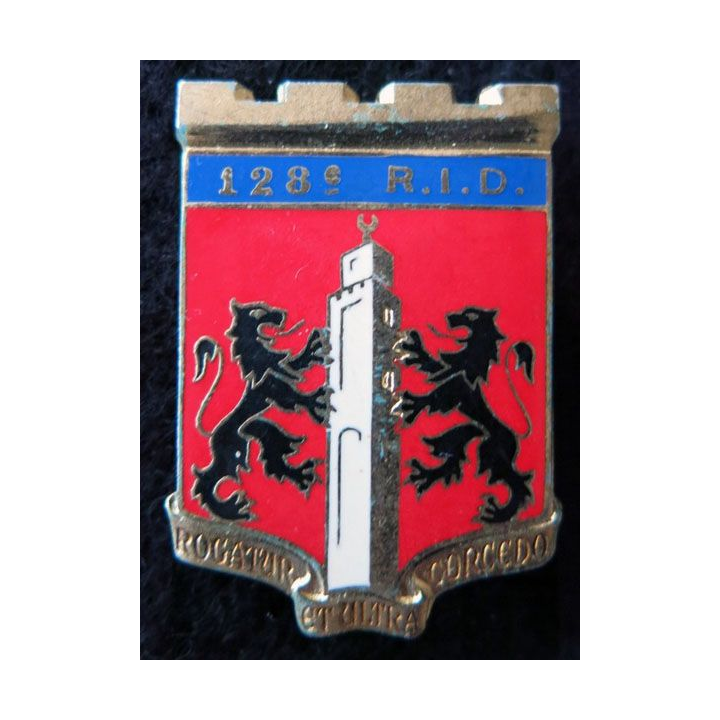 128° RID : insigne du 128° régiment d'infanterie divisionnaire de fabrication Drago Paris G. 2532