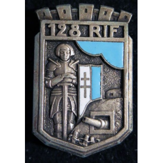 128° RIF : insigne du 128° régiment d'infanterie de forteresse de fabrication Drago Beranger en émail