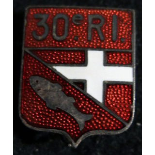 30° RI : 30° régiment d'infanterie fabrication Augis Lyon 25 mm en émail