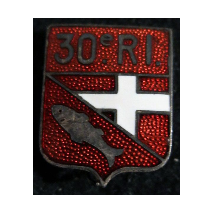 30° RI : 30° régiment d'infanterie fabrication Augis Lyon 25 mm en émail