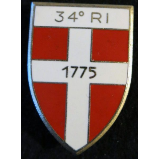 34° RI : insigne métallique du 34° régiment d'infanterie 1775 de fabrication Drago Paris G. 2689