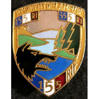 155° RIF : Insigne métallique du 155° régiment d'infanterie de forteresse 155° RI - 355° RI Arthus Bertrand Paris en émail