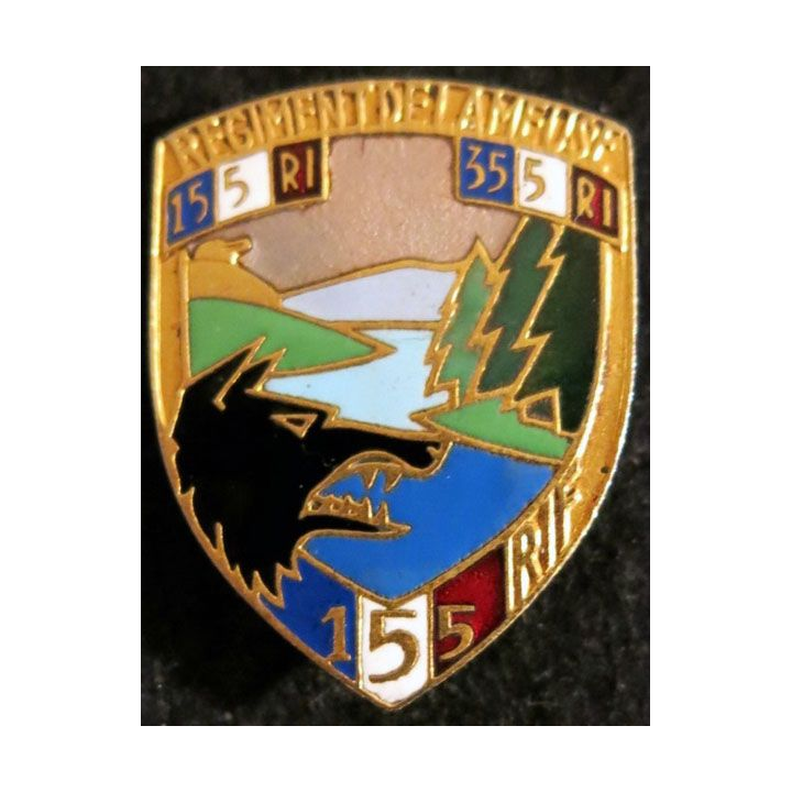 155° RIF : Insigne métallique du 155° régiment d'infanterie de forteresse 155° RI - 355° RI Arthus Bertrand Paris en émail