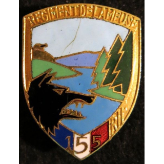 155° RIF : Insigne métallique du 155° régiment d'infanterie de forteresse  Arthus Bertrand Paris en émail