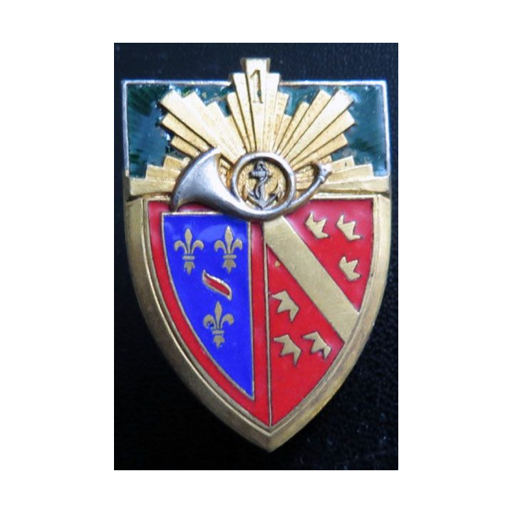 1° régiment de chasseurs, ancre dans cor, de fabrication Drago émail
