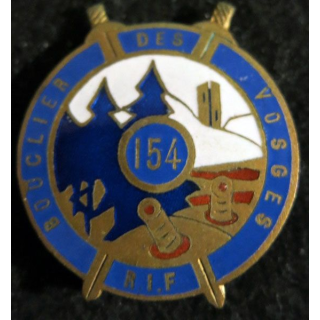 154° RIF : insigne métallique du 154° régiment d'infanterie de forteresse RIF fabrication non marquée en émail