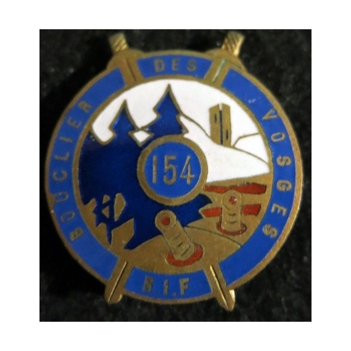 154° RIF : insigne métallique du 154° régiment d'infanterie de forteresse RIF fabrication non marquée en émail