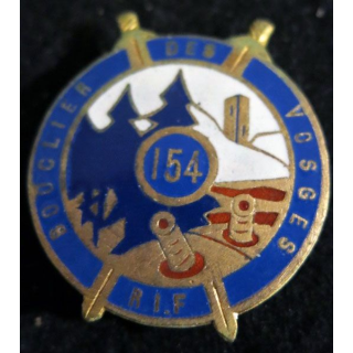 154° RIF : insigne métallique du 154° régiment d'infanterie de forteresse RIF fabrication sans ( Bacqueville) en émail