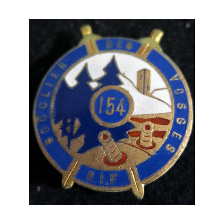 154° RIF : insigne métallique du 154° régiment d'infanterie de forteresse RIF fabrication sans ( Bacqueville) en émail